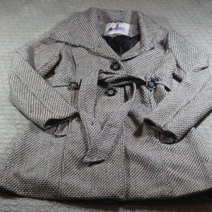 Opening Act Size L Brown and Cream Patterned Belted Coat